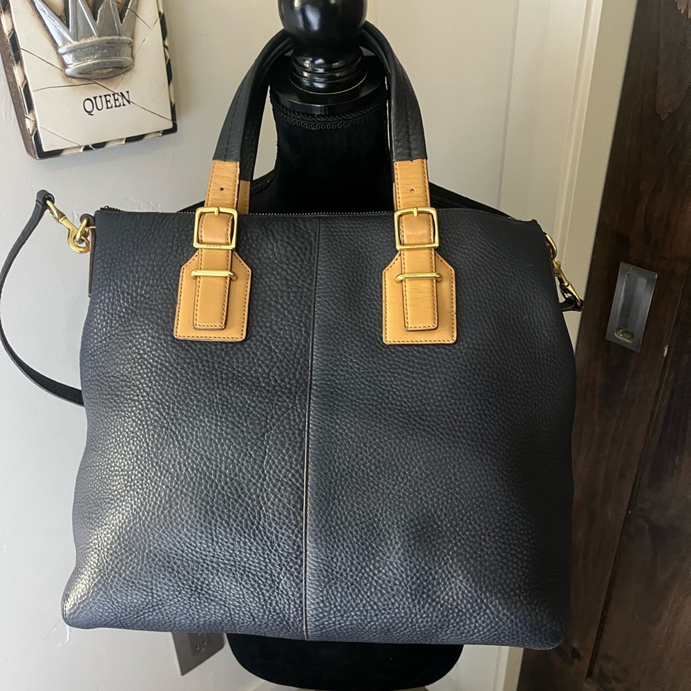 Coach 25304 Soft Legacy Pebbled Leather Rory Satchel Midnight Navy - Picture 4 of 11